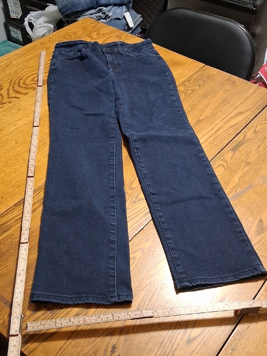 NYDJ Denim - NYDJ Jeans 2 Womens BLUE Dark Wash MARILYN STRAIGHT Preowned Used Denim Pants